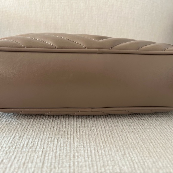 Authentic YSL Calfskin Matelasse Monogram Lou Camera Bag Dark Beige - Picture 7 of 14